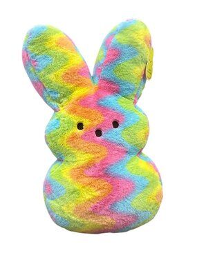 Peeps 24" Rainbow Bunny Plush Soft Stuffed Toy Ages 3+ Colorful Zigzag Pattern